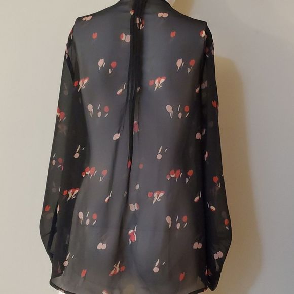 Pins and Needles sheer blouse, S, black and red, button down, great shape - Picture 6 of 8